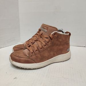 Skechers light weight mid lace up s 9.5 brown boots